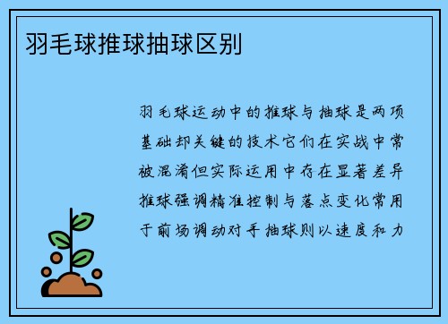 羽毛球推球抽球区别